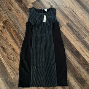 Chico's black Sleeveless Dress. Faux leather strip. Size 1.5
